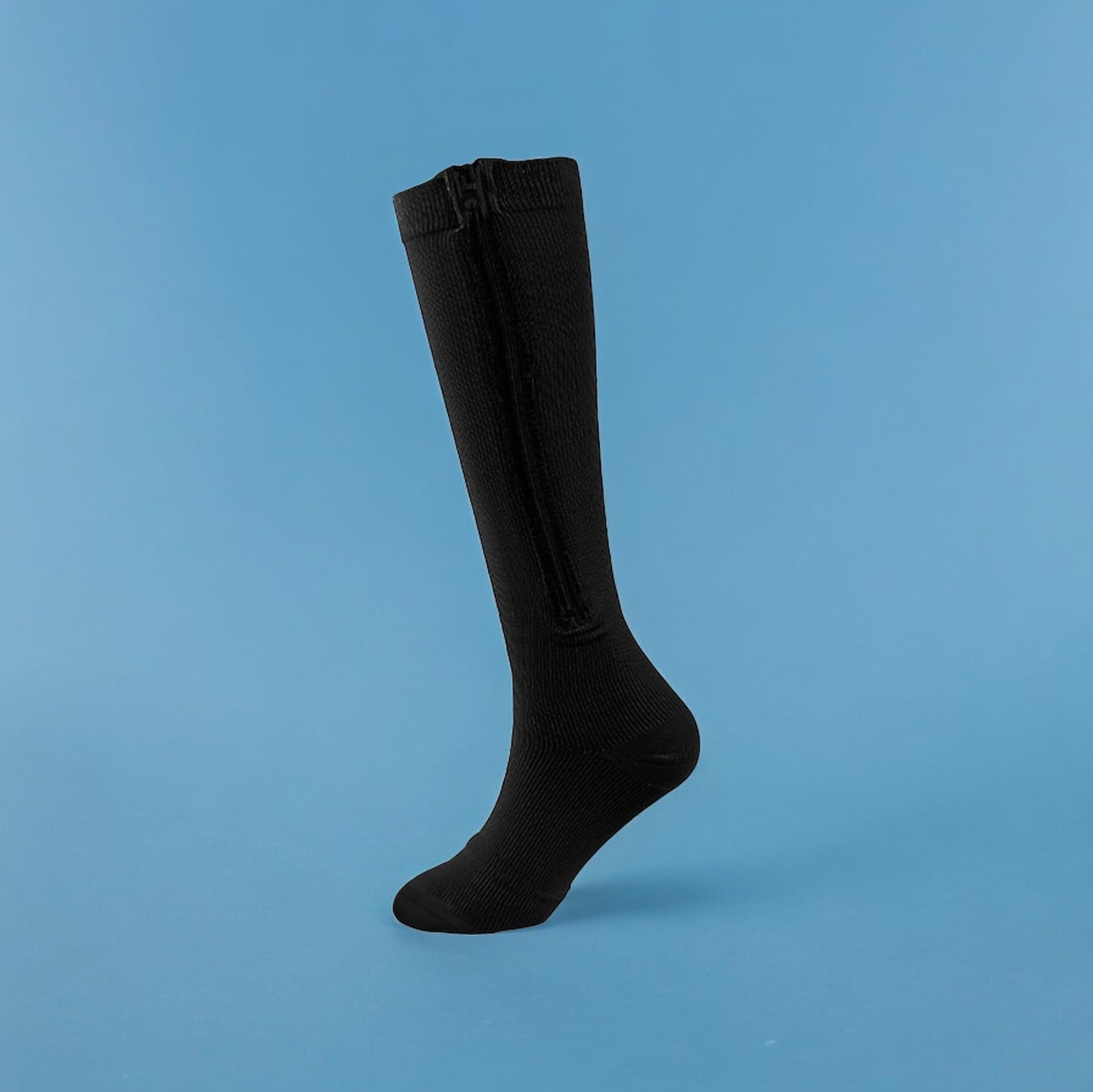 Closed Toe with Zipper BLACK Light Compression Stockings